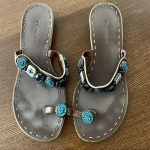 BCBG Women’s Blue & Turquoise Studded Sandal SZ 9